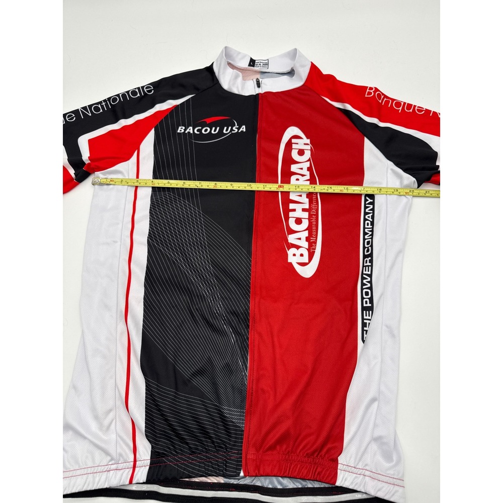 Bacou USA Bacharach Cycling Jersey Mens Large Red Black White Short Sleeve Zip - Picture 3 of 7